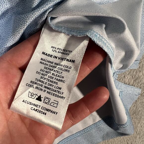 Footjoy Lisle Print Polo Shirt Mens XL Blue Sharkskin All Over Print Golf - Picture 5 of 9